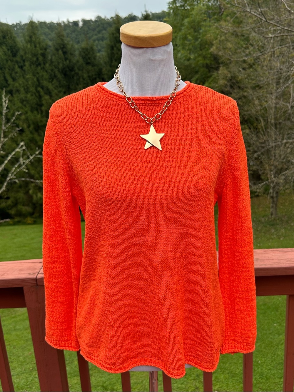 Jones New York Bright Orange Knit Long Sleeve Sweater